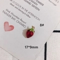 Macro detail of red enamel strawberry charm with 17x9mm size and gold pendant loop - 8# (17*9mm)