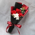 Close-up of red soap rose bouquet with Just for you ribbon and luxury paper wrap - Red