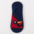 Navy blue low cut invisible sock featuring a red cartoon bird pattern in soft knit cotton - Navy Red Cartoon Bird (S25)