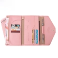 Pink RFID blocking passport travel wallet with multiple slots for cards and IDs - Pink