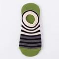 Green and striped low cut invisible boat socks in breathable cotton knit blend - One Size / Green Black White Grey Stripe