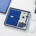 Set regalo aziendale blu reale con taccuino, penna, porta carte e portachiavi - Blu