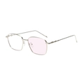 Silver square metal sunglasses with large frame and pink gradient lens for women and men - Silver Frame Photochromic Gray
