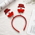 Christmas snowman headband with red velvet and sparkling sequined hats on white linen - Red Snowman Style 4