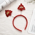 Red Christmas headband with sequined trees and gold Feliz Navidad text detail - Red Christmas Tree Style 2