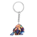 Porte-clés tête de chien artistique coloré avec anneau en métal pour sacs et clés - Motif de Chien Allongé