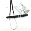 Cintura a imbracatura in pelle PU nera stile punk con catene in metallo argento - Cintura con Fibbia a D con Tracolla e Catena