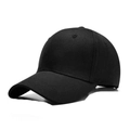 Classic black baseball cap with curved brim and ventilation holes for casual wear - Plain Black