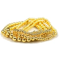 Stack of 18K gold plated copper bead bracelets in various sizes from 4mm to 8mm - 3pcs 4mm + 2pcs 6mm / Gold (Set of 5)
