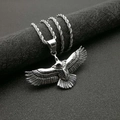 Polierter Adler-Anhänger aus Edelstahl mit robuster Kordelkette in Silber-Optik - Nur silberner Anhänger