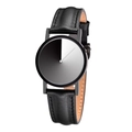 Orologio minimalista in pelle impermeabile con quadrante sfumato bianco e nero e metallo - Nero