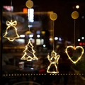 Suction cup LED Christmas window lights with bell, tree, angel, and heart designs - Set 3 - 4 Styles
