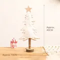 Miniature white felt Christmas tree ornament with wooden star topper and base, 40cm height - White Felt Christmas Tree (40x18cm)