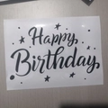 Black Happy Birthday balloon sticker with stars and polka dots on white background - Birthday 17 / Black