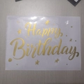 Gold foil Happy Birthday balloon sticker with decorative stars and dots for party decor - Birthday 17 / Gold