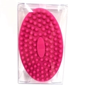 Rose red double-sided silicone baby bath brush with soft massage bristles and storage case - Rose Red