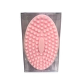 Spazzola da bagno massaggiante ovale in silicone rosa per neonati con confezione - Rosa