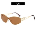 Fashionable oversized double heart sunglasses with C4 brown lenses and gold frames - Gold Frame Brown Lens (C4)
