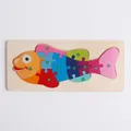 Colorful wooden fish puzzle for kids featuring numbered pieces from one to eleven - Fish