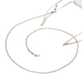 Macro detail of cream and gold beaded eyeglass chain with anti-slip silicone loops - White