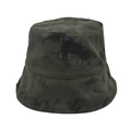 Detail view of tie-dye bucket hat in dark green and black cotton twill fabric - M (56-58cm) / Army Green and Black Tie-Dye