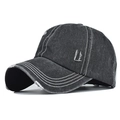 Gorra de béisbol de algodón lavado gris oscuro con costuras blancas en contraste y bordado - Ajustable / Negro