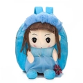 Sky blue kids canvas backpack featuring a 3D plush doll design for toddlers age 1-4 - Fairy Blue