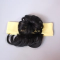 Moño de pelo rizado negro con diadema elástica amarilla para bebés y niñas - Moño Único / Amarillo Claro
