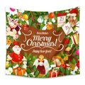 Bohemian Christmas tapestry with Santa Claus and teddy bear on dark wood background - Wood Background Festive Elements Style(GT100545) / 73*95CM (Brushed Fabric)