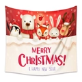 Christmas tapestry featuring cartoon polar bear and reindeer on white background - 73*95CM (Brushed Fabric) / Cute Pets Christmas Hat Style(GT100544)
