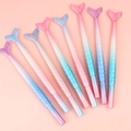 Eight colorful gradient mermaid tail pens with scale texture on a soft pink background - 0.38mm/Black Ink / Gradient Mixed