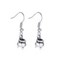 Vintage silver halloween cauldron dangle earrings for women in minimalist retro style - Incense Burner Style