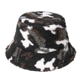 Close-up detail of warm fleece camo bucket hat with soft lamb wool texture for winter - Adult Size (58cm) / Camo Black