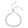Detalle de pulsera ajustable plateada con circonitas cúbicas de corte cuadrado 2,5 mm - Piedra Blanca Cuadrada de 2.5mm / Plateado
