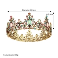 Gouden barok tiara met gekleurde strass-steentjes, diameter 14,5 cm - Antiek Goud Met Multi-color Strass-steentjes