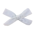 Detailed view of light blue velvet knot bow accessory with soft fabric texture - White