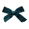 Detailed view of handmade dark green velvet bow hair clip with soft plush texture - No.17 Dark Green