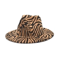Cappello fedora vintage da donna in lana con stampa zebrata e catena dorata elegante - M (56-58cm) / Cammello (Zebra Marrone-Giallo)