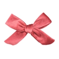 Close-up of handmade velvet bow in dusty rose with detailed fabric texture and knot - No.9 Dark Rose Pink
