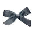 Detailed view of the dark gray velvet texture on a classic handmade bow hair accessory - No.21 Gray