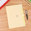 Trieur A4 jaune pâle à 10 compartiments avec motif smiley et fermeture par bouton-pression - Rose chair