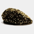 Berretto alla moda con paillettes dorate e bordo nero per un look da festa retrò - Berretto basco / Oro