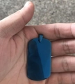 Deep blue rectangle stainless steel dog tag pendant with metallic finish and round edges - Blue 50*28 Dog Tag
