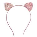 Diadema con orejas de gato rosa brillante con lentejuelas para niñas y mujeres - Orejas de Gato de Lentejuelas 3D Rosa