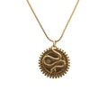 Vergoldete Halskette mit mikroverzierten Zirkon-Schlangen-Emblem auf rundem Anhänger - 0184 Schlange Stil 4 O-Kette