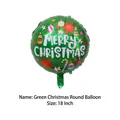 18-inch green round Merry Christmas foil balloon with festive ornaments and white text - Green Christmas Round Balloon / 18 inch