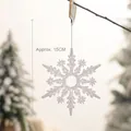 White 15cm Christmas snowflake ornament with glitter finish hanging on a rustic branch - Snowflake Type C