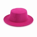 Detailed top view of rose red boater hat with smooth felt texture and flat crown design - Rose Red