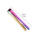 Pince à glaçons en acier inoxydable arc-en-ciel avec tête dentelée et fini métallique - 6 Pouces / Couleur AB