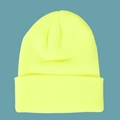 Neon yellow ribbed knit beanie for boys and girls, stylish solid color warm winter hat - Kids (48-56CM) / Yellow